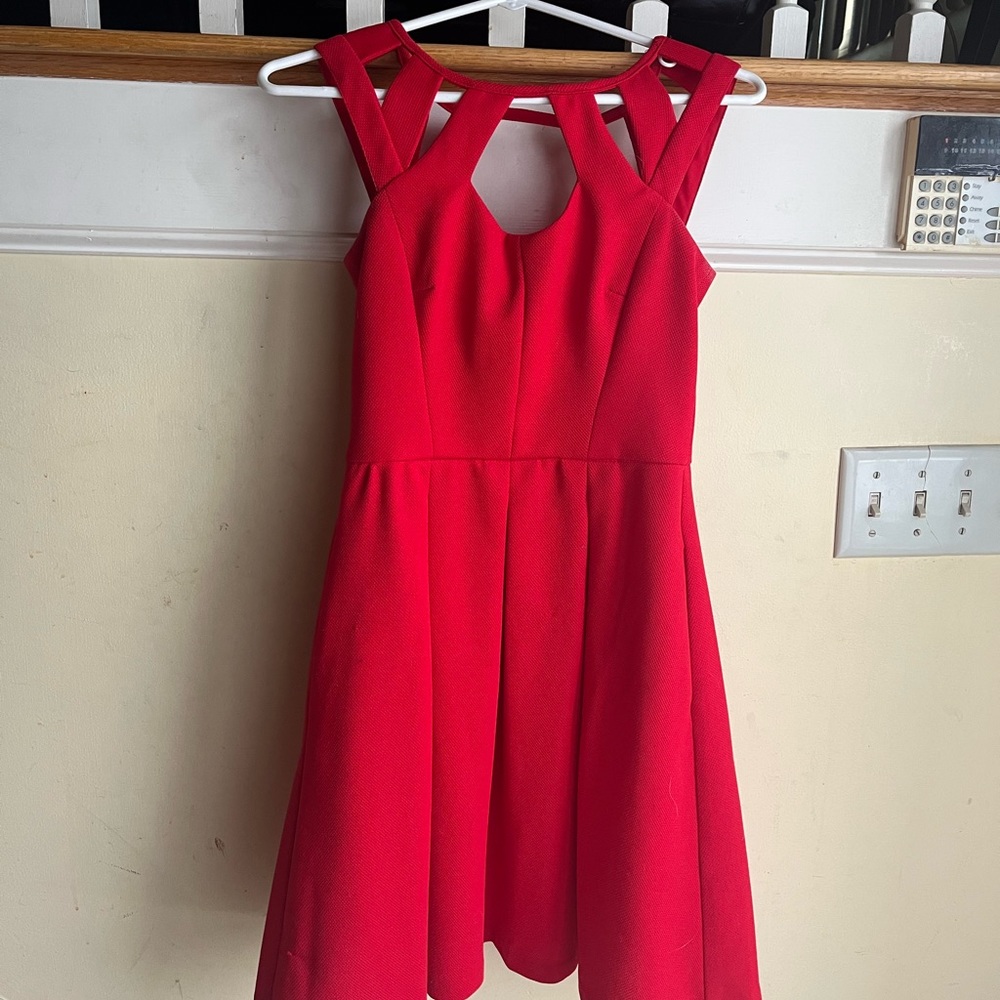 red cut out betsey johnson dress